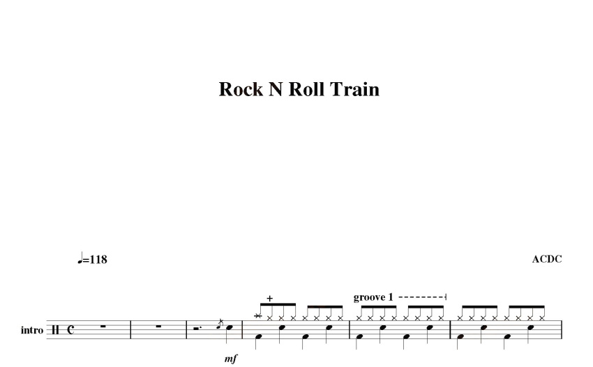 ACDCrock n roll train鼓谱 架子鼓谱 打谱啦