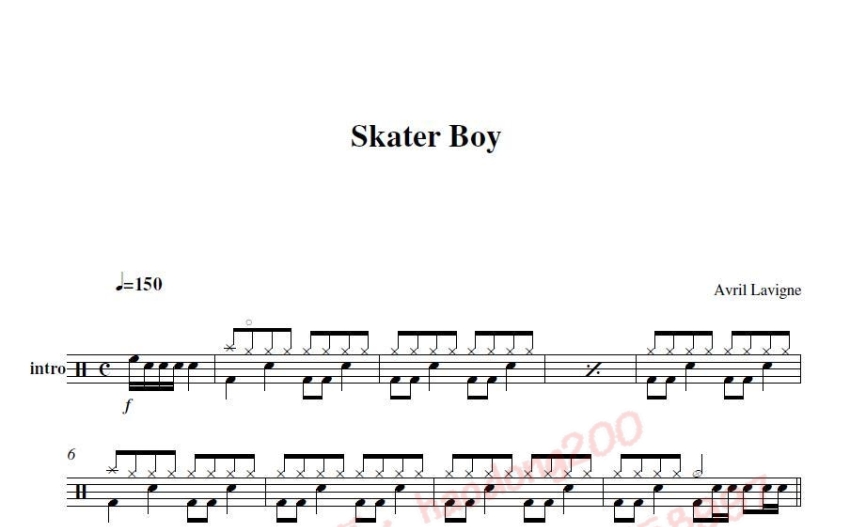 Skater Boy【艾薇儿】《Avril Lavigne》鼓谱_架子鼓谱