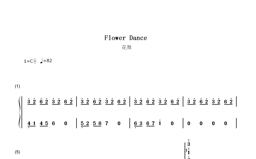 花之舞《flower Dance》钢琴谱 数字双手 打谱啦