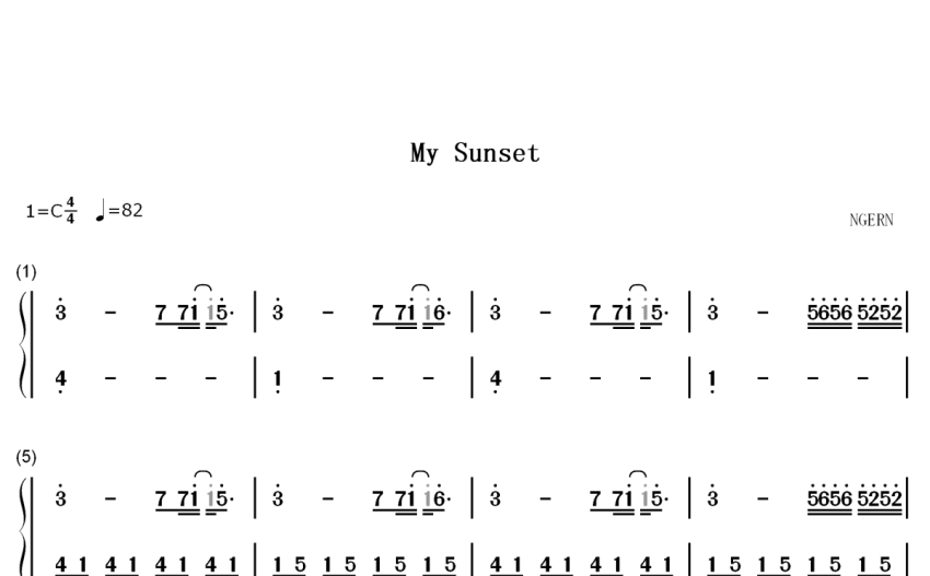 feintmysunset钢琴谱数字双手