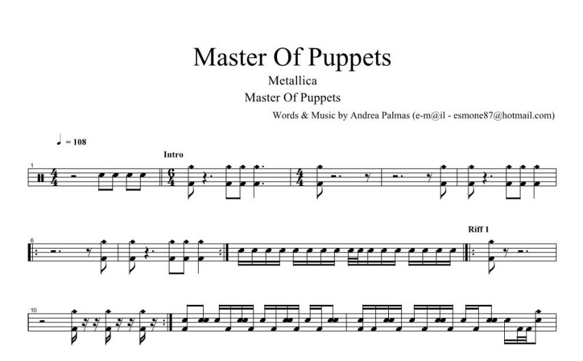 metallicamasterofpuppets鼓谱架子鼓谱