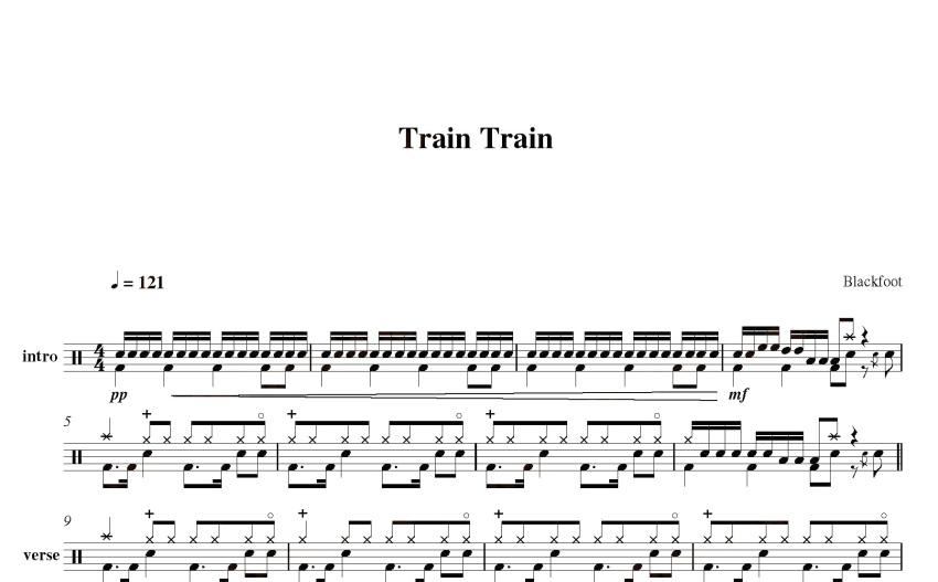 Blackfoot《train train》鼓谱_架子鼓谱 打谱啦