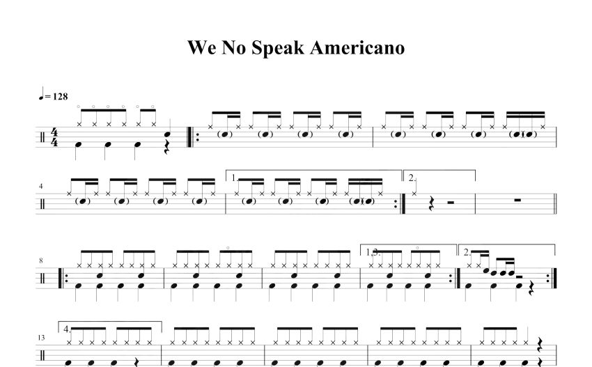 yolandabecooldcupwenospeakamericano鼓谱架子鼓谱