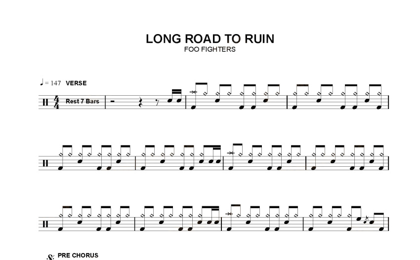 long road to ruin by foo fighters chords