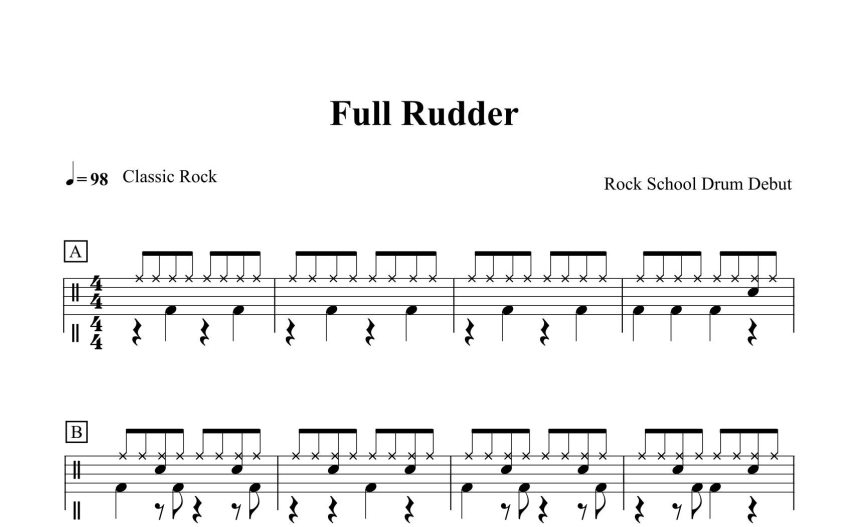 二级考级曲目《Full Rudder》鼓谱_架子鼓谱