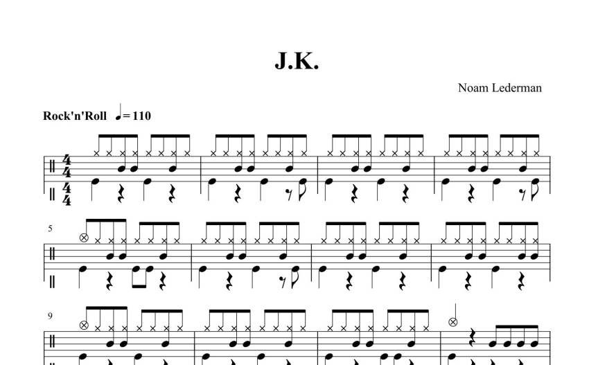 二级考级曲目《J.K.》鼓谱_架子鼓谱