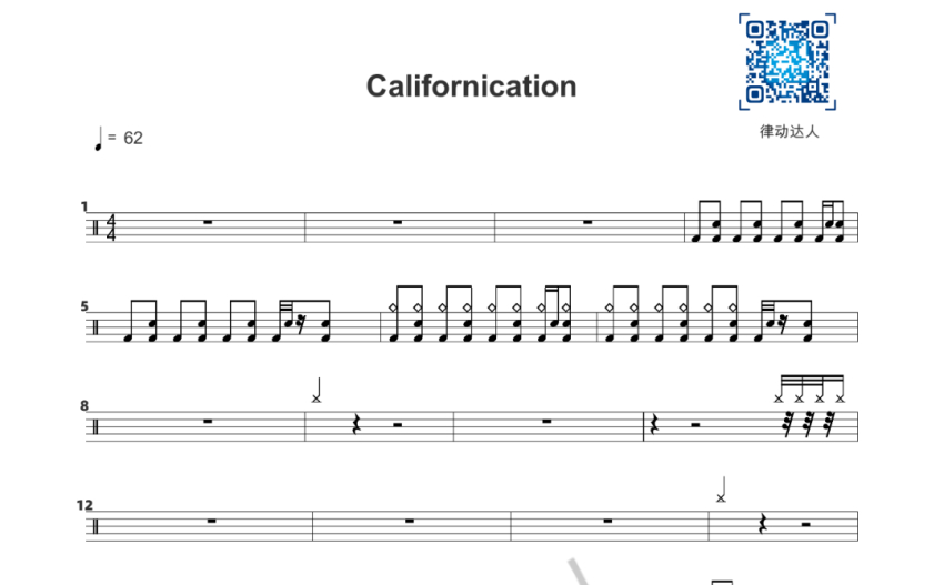 Red Hot Chili Peppers《Californication》鼓谱_架子鼓谱