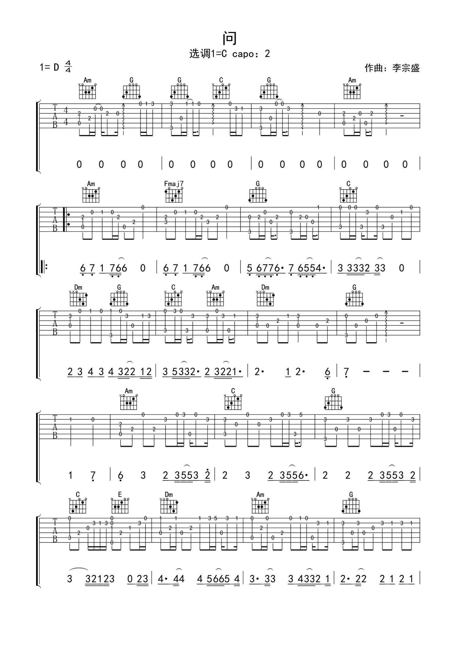 李宗盛成名曲吉他谱《鬼迷心窍》-吉他曲谱 - 乐器学习网