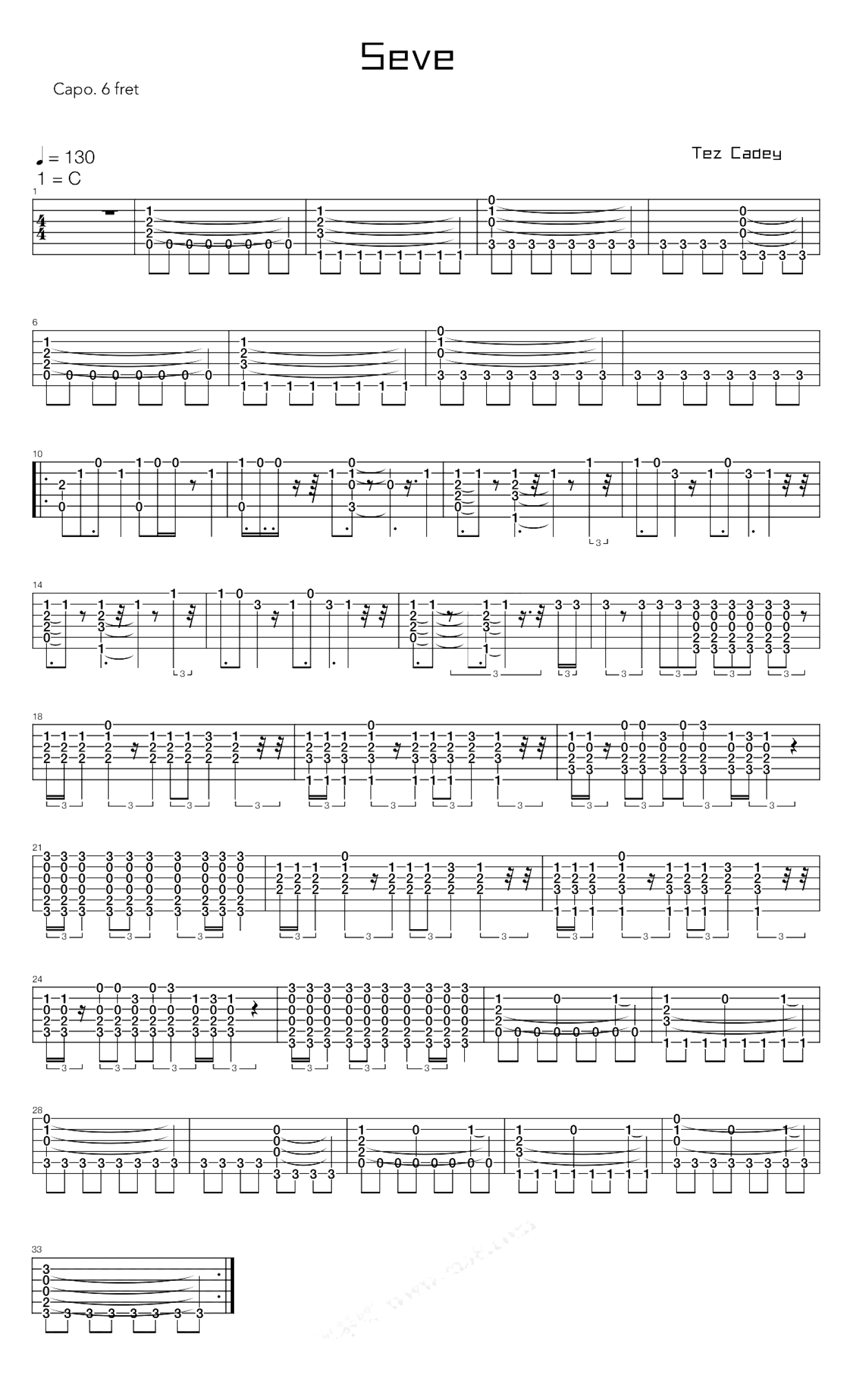 tezcadeyseve吉他谱c调吉他独奏谱