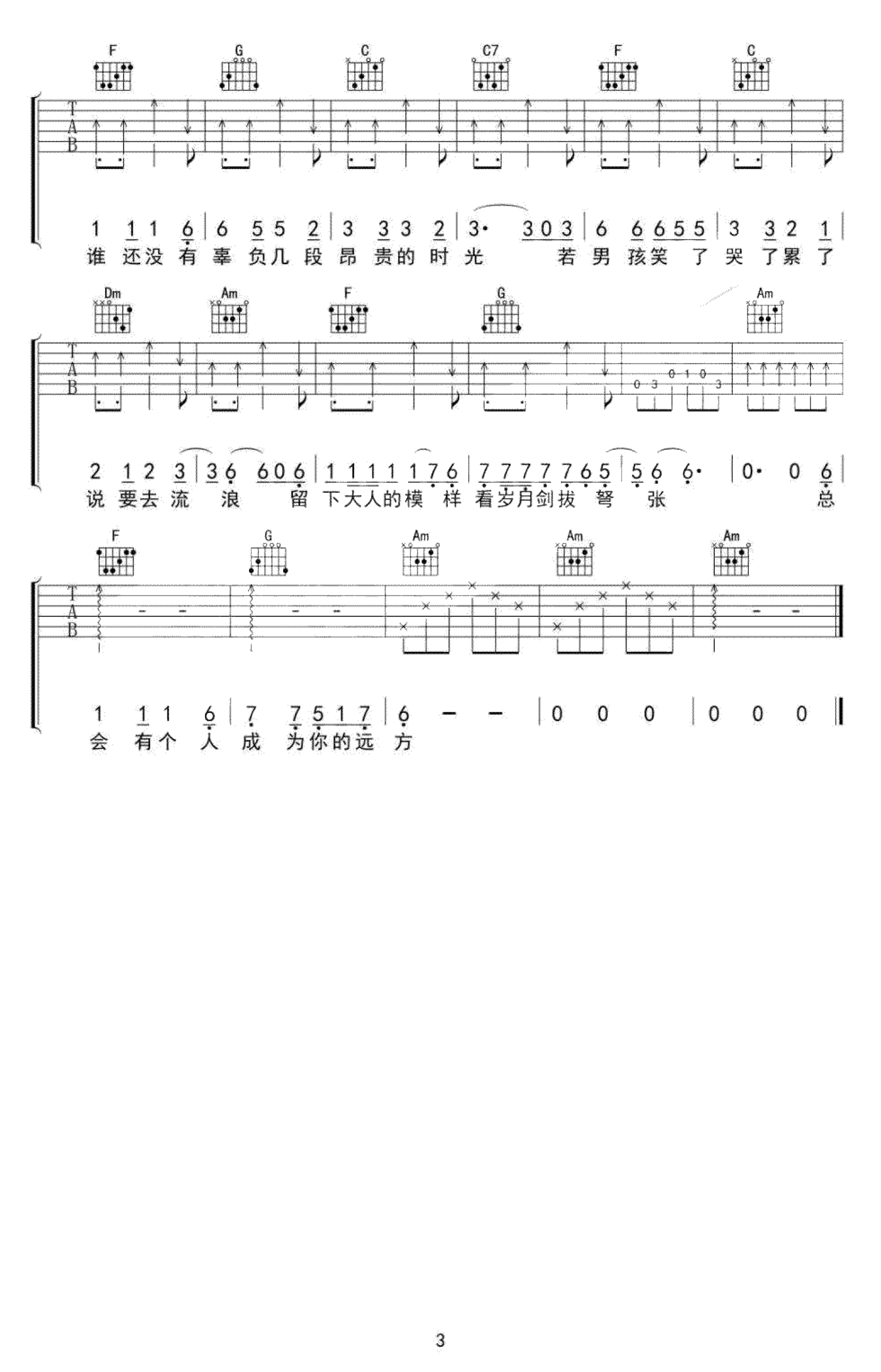牧马城市吉他谱-毛不易-C调弹唱六线谱-含原版教学-曲谱热