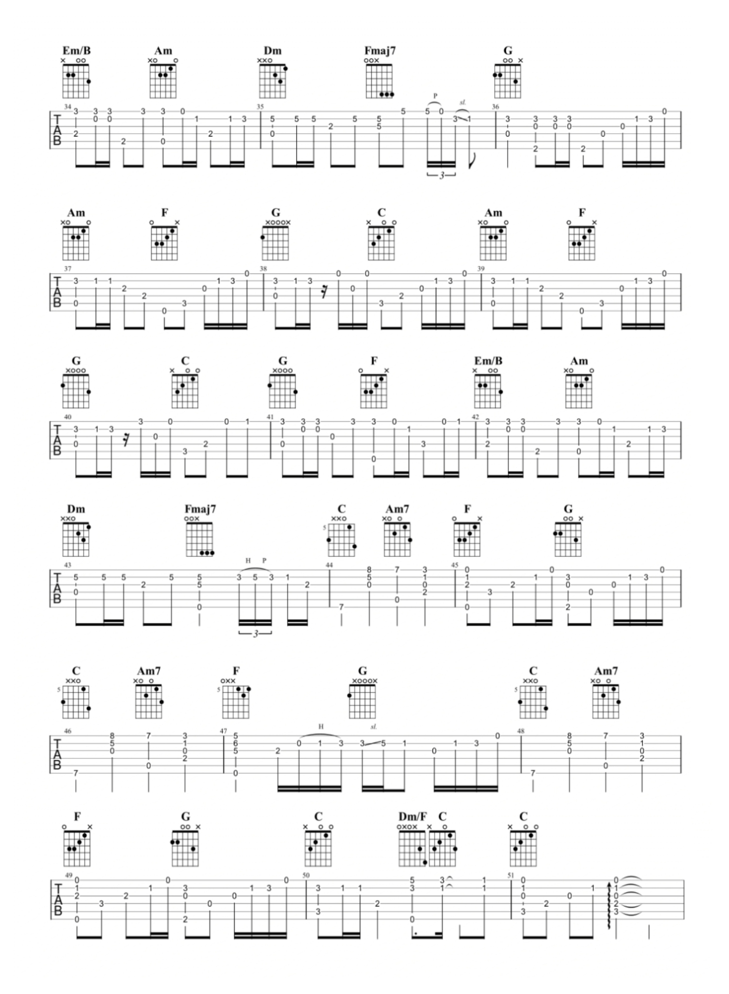 天空之城吉他谱简单版-独奏谱-久石让-吉他源