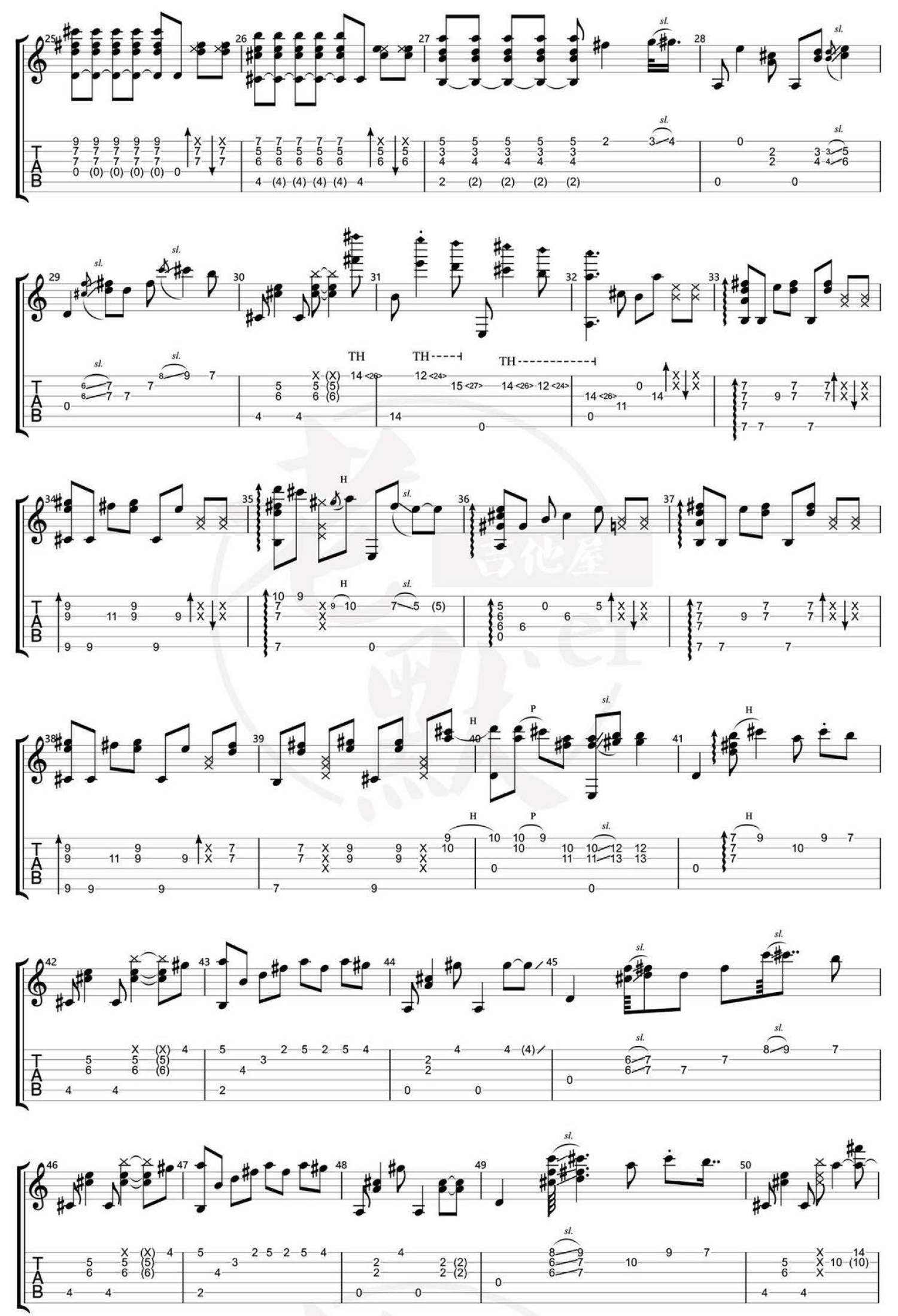 押尾lovingyou吉他谱吉他独奏谱