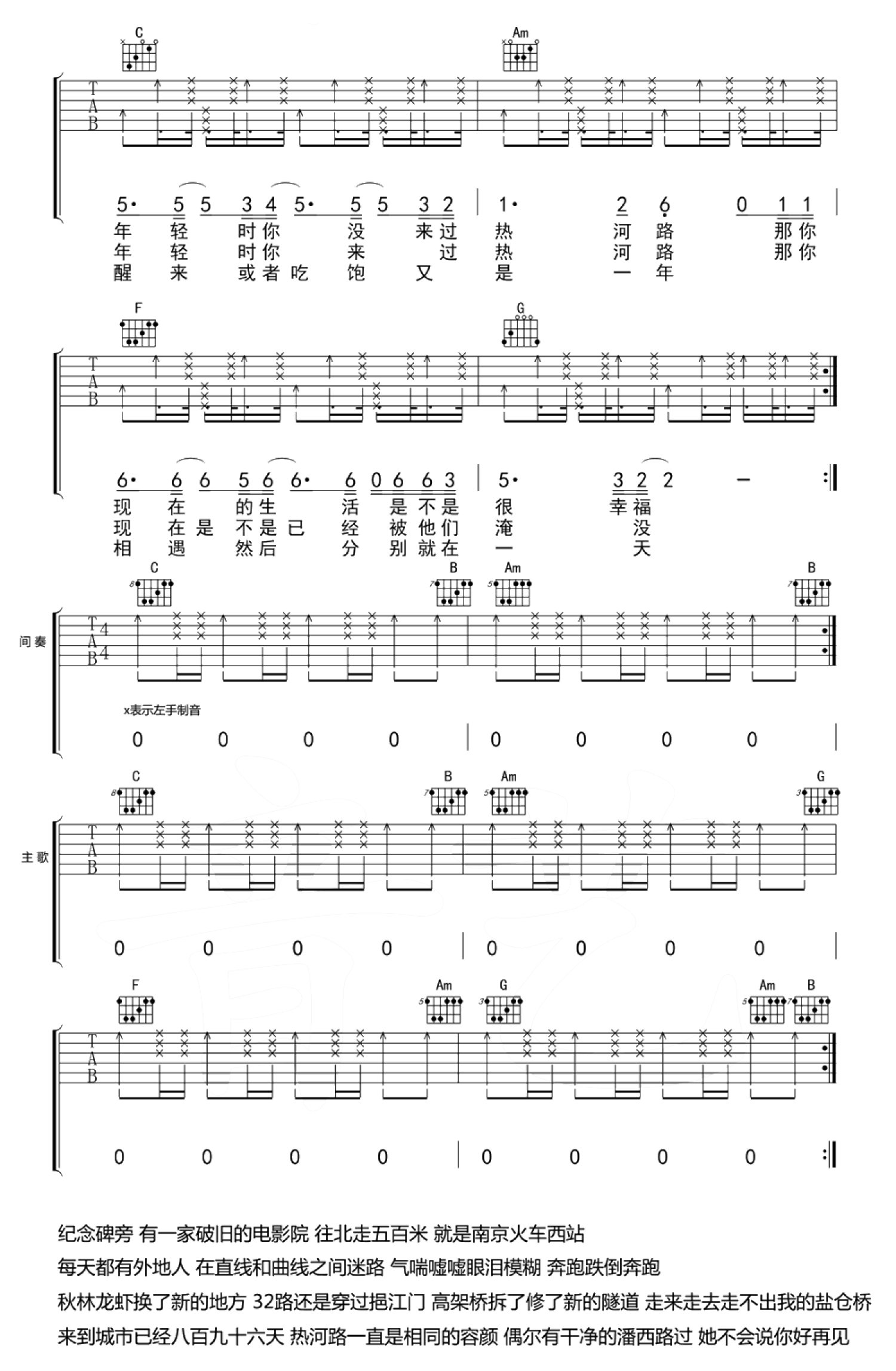 热河吉他谱 双吉他版 - 李志 - 第(7)页 - 多谱网