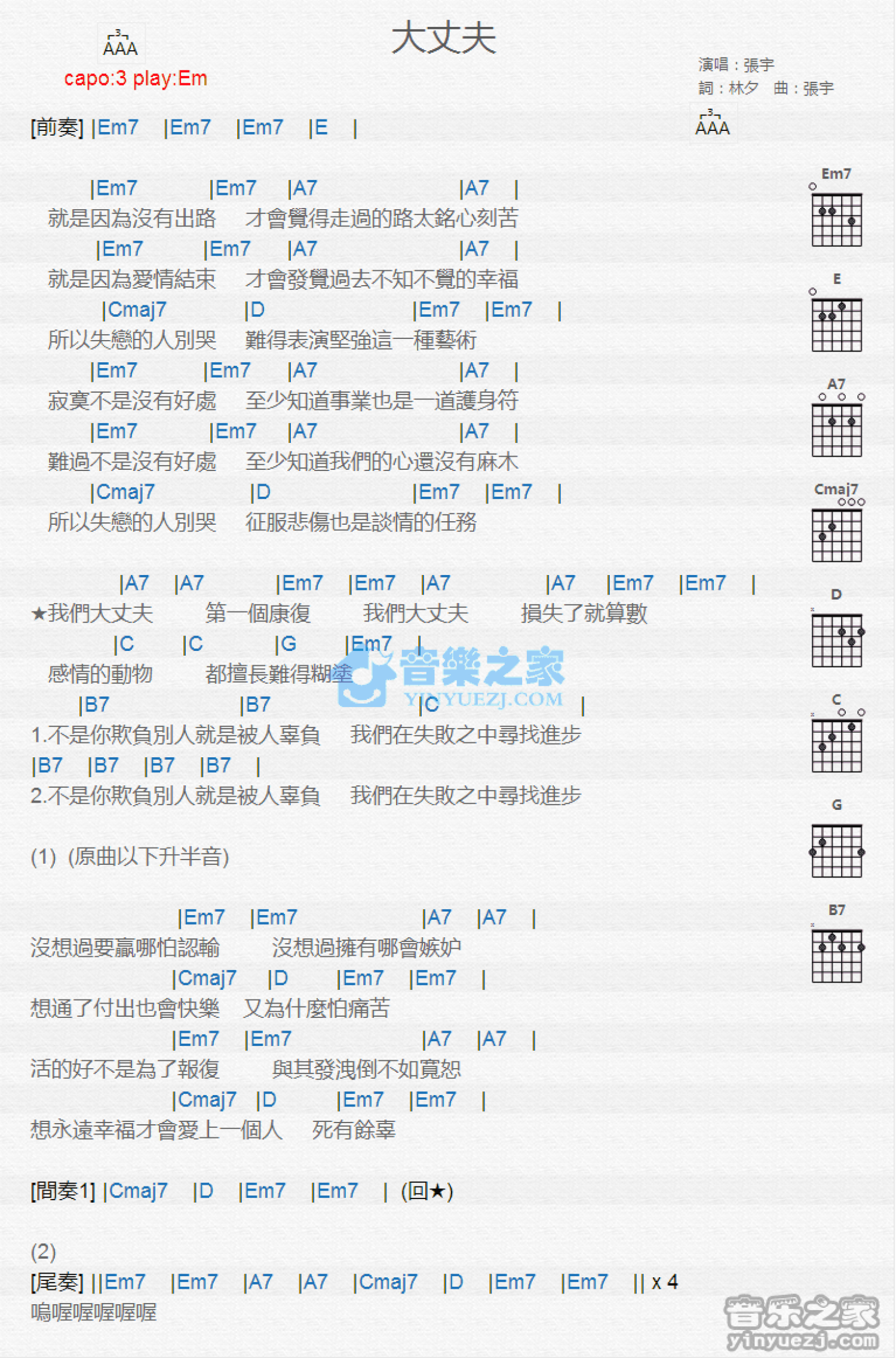 大丈夫吉他谱弹唱图片