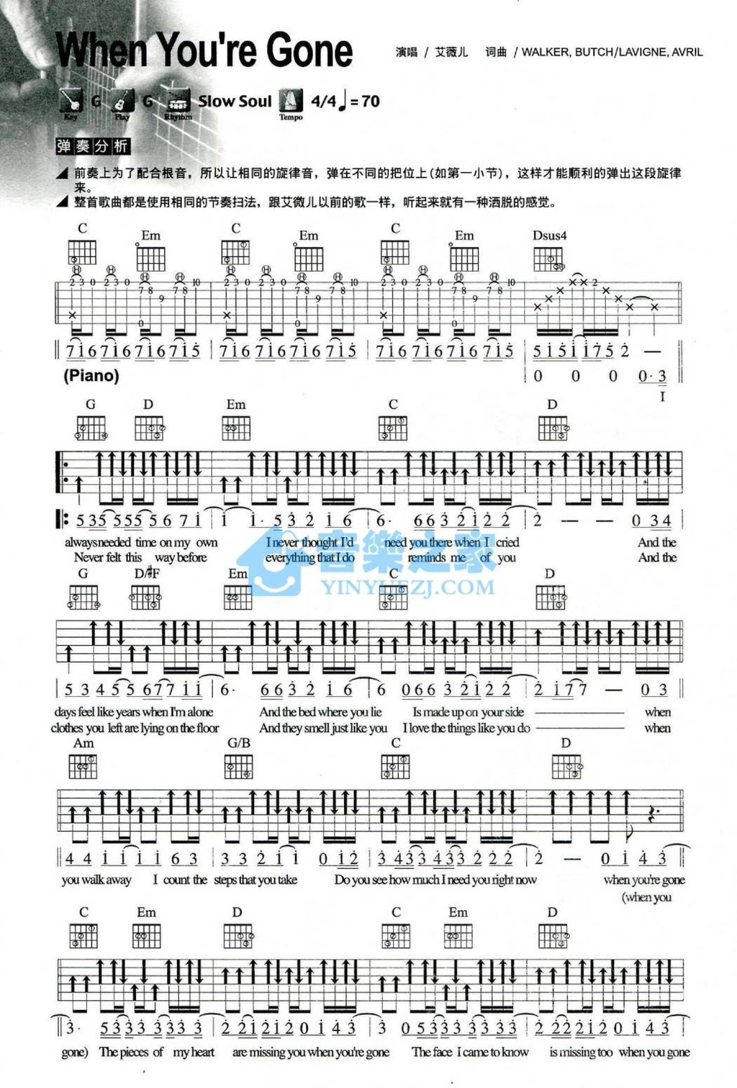 Complicated吉他谱 - 艾薇儿 - F调吉他弹唱谱 - 琴谱网