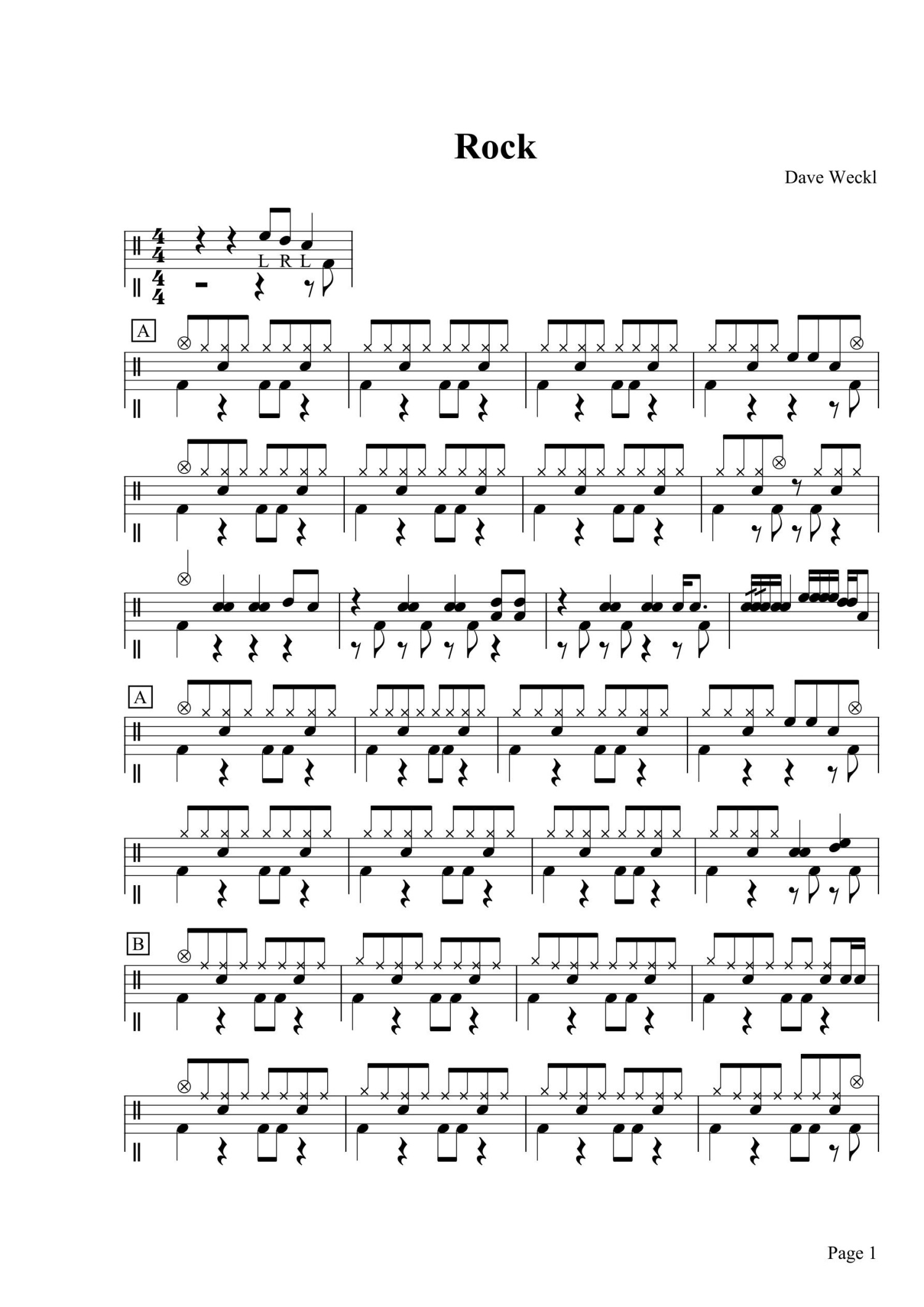五级考级曲目davewecklrock鼓谱架子鼓谱