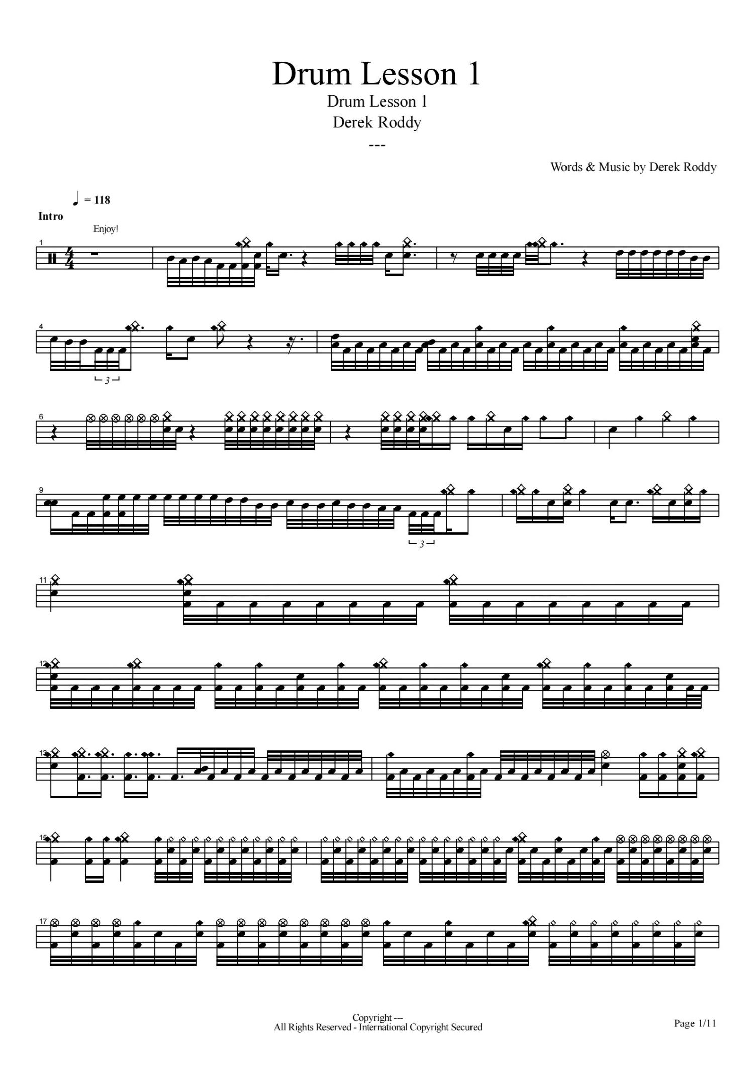 英皇rockschool加花节奏三鼓谱架子鼓谱