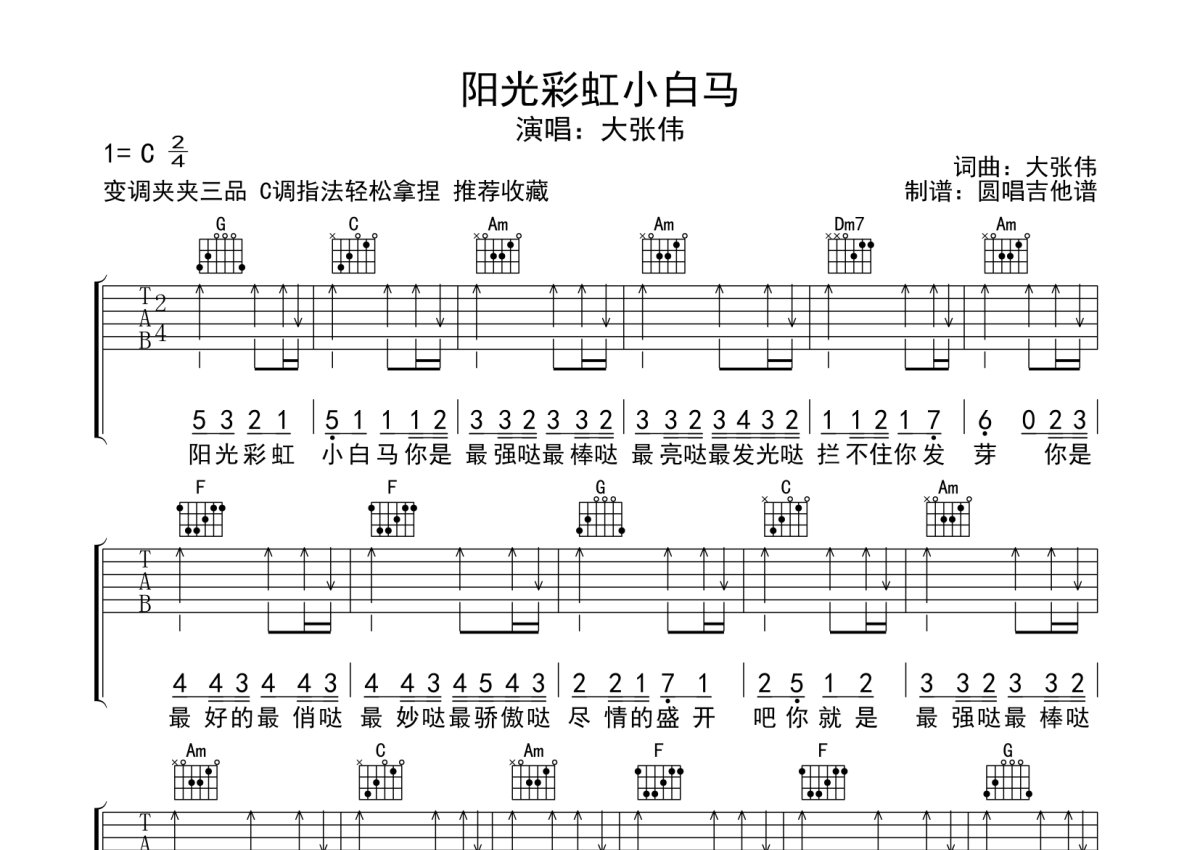 周杰伦 - 龙卷风 [弹唱 大伟吉他] 吉他谱
